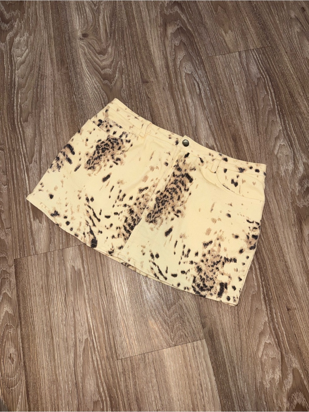 Women’s Cream Animal-Print Denim Skirt